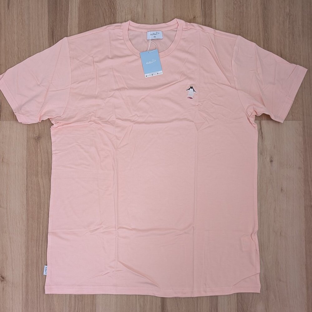 NWT Eubi premier Bamboo Short Sleeve T-Shirt Pink with Embroidered Penguin XXL